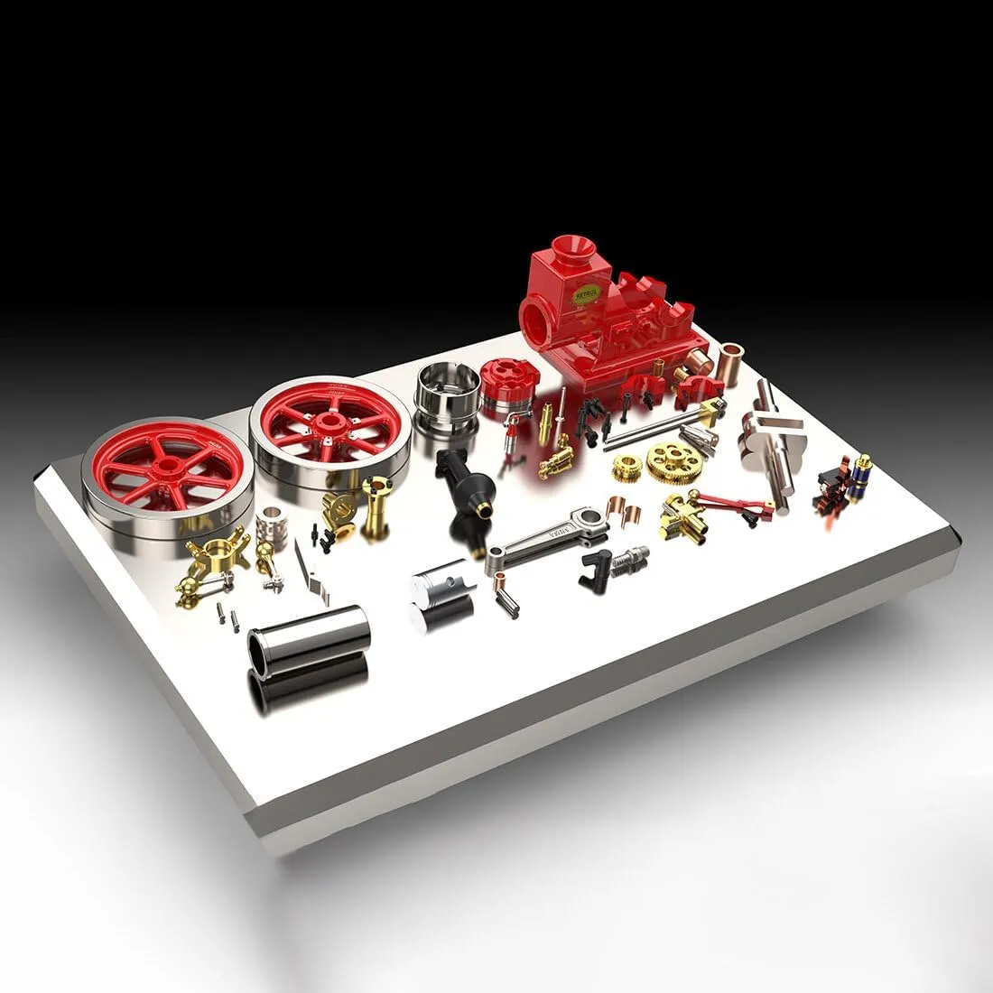 Hit and Miss Engine Model Kit That Works, Retrol HM-01 7CC 4-Stroke Horizontal IC Engine Model, Mini Metal Engine Physical Experiment Toy for Teens & Adults