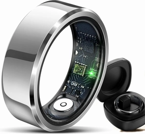 HitTopss Smart Ring, Fitness Sleep Health Tracker Rings for Men Women, No APP Subscription, Sleep Tracking, Heart Rate, Blood Oxygen, IP68 Waterproof (Silver, 9#)
