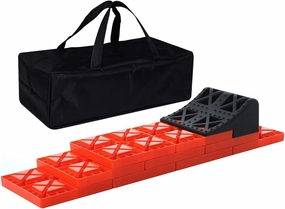 Homeon Wheels RV Leveling Blocks, One Top Tire Wheel Chock and 9 Pack Interlocking Leveling Blocks with Carrying Bag, Heavy Duty Camper Leveling Blocks and Chocks Anti-Slip Pads Design (WH-301)
