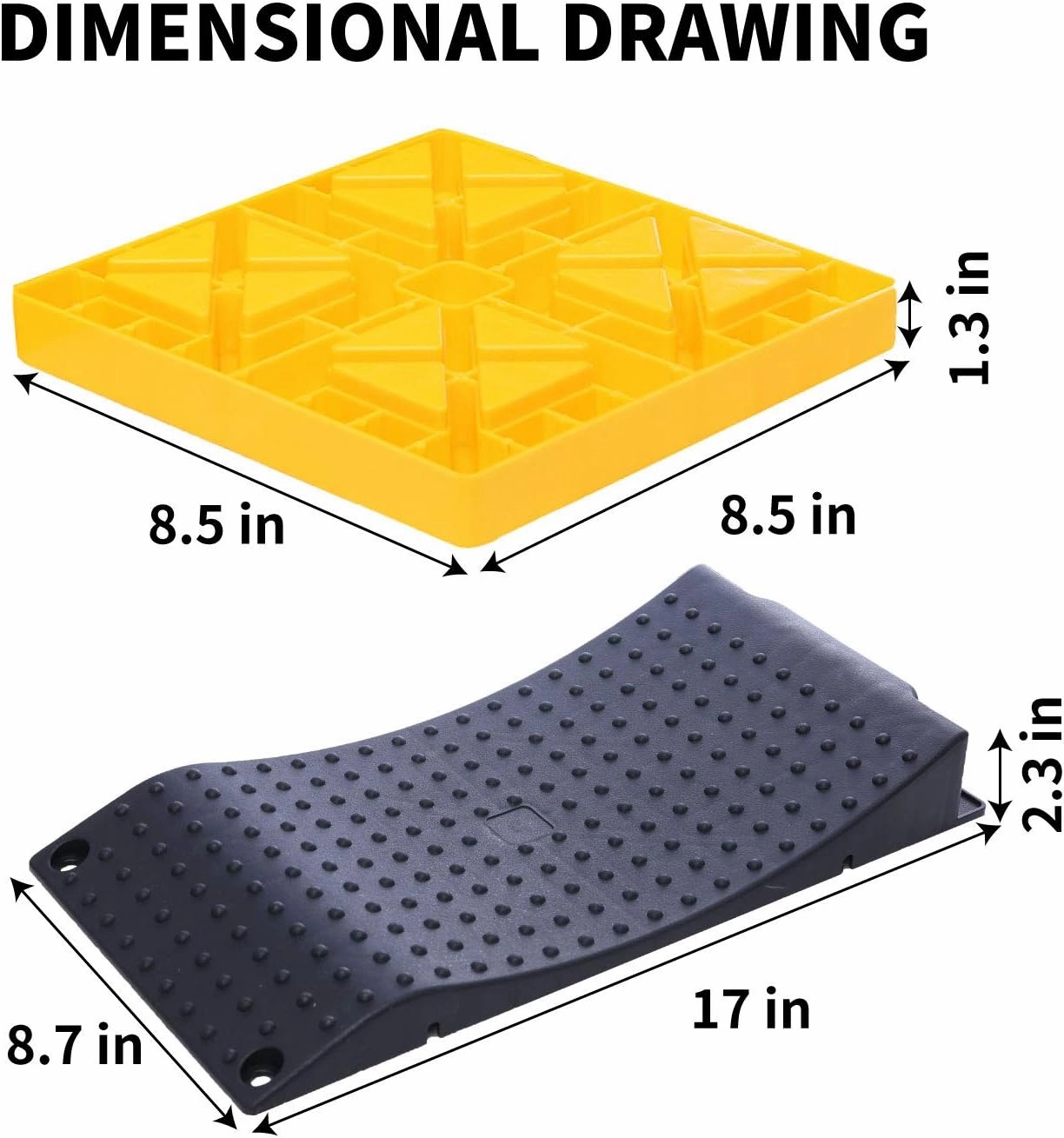 Homeon Wheels RV Leveling Blocks, One Top Tire Wheel Chock and 9 Pack Interlocking Leveling Blocks with Carrying Bag, Heavy Duty Camper Leveling Blocks and Chocks Anti-Slip Pads Design (Yellow Black)