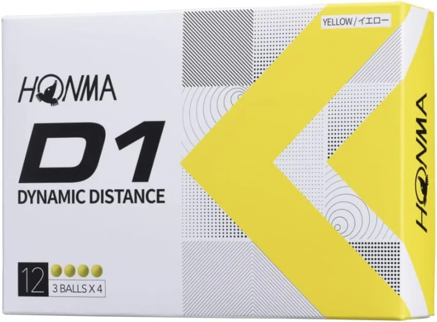 Honma Golf HONMA D1 2022 Model BT2201 YE Yellow 3 Dozen (36 Balls Included) Golf Official Ball HONMA