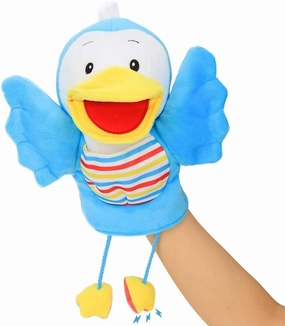 Hopearl Plush Bird Hand Puppet with Open Movable Mouth for Imaginative Play, Role Play, Interactive Toy for Storytelling Teaching Puppet Theater, Gift for Kids Boys Girls, Blue, 16''