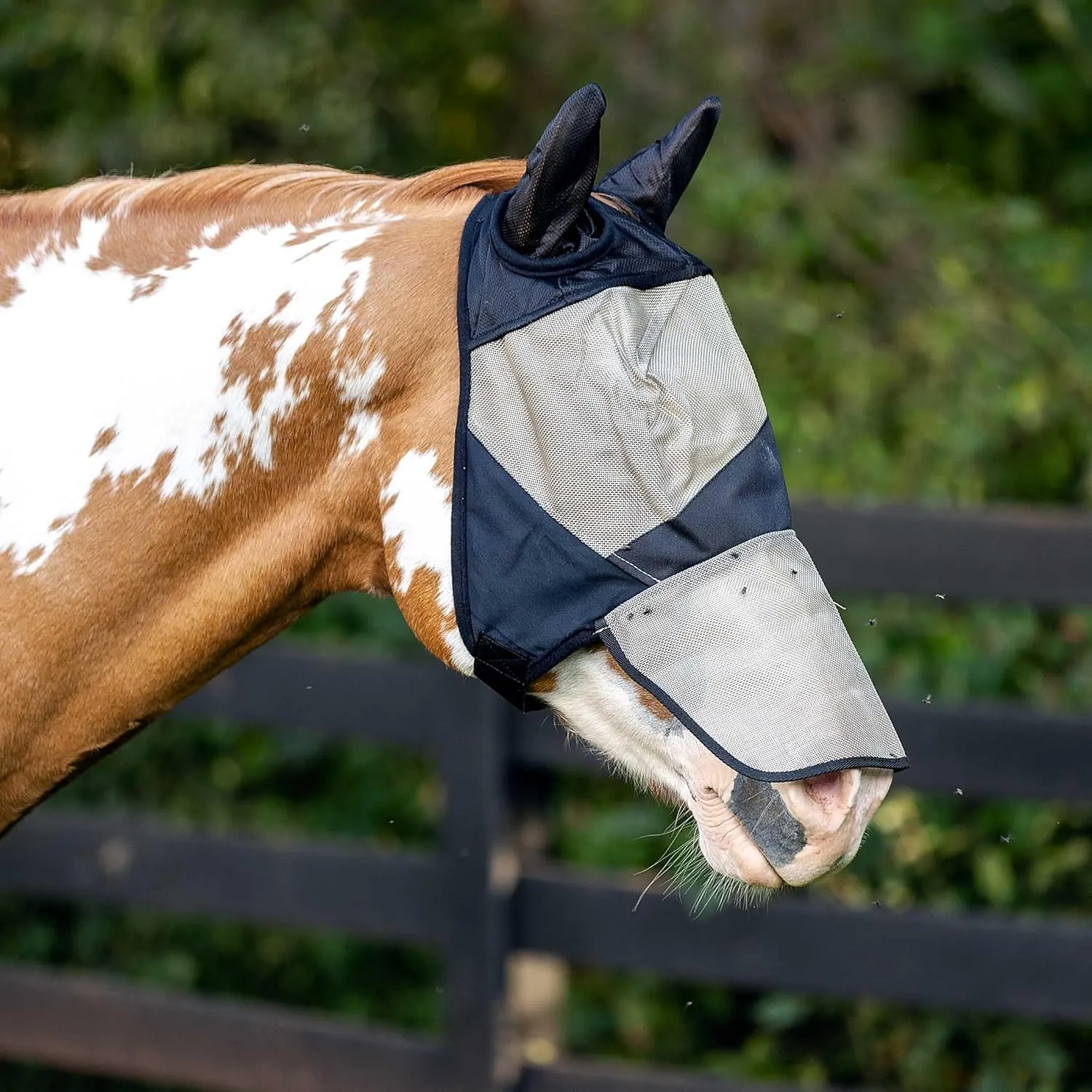 HORZE Horse Fly Mask with Long Nose Cover and Ears | Full Coverage UV Protection - Durable Micro Mesh