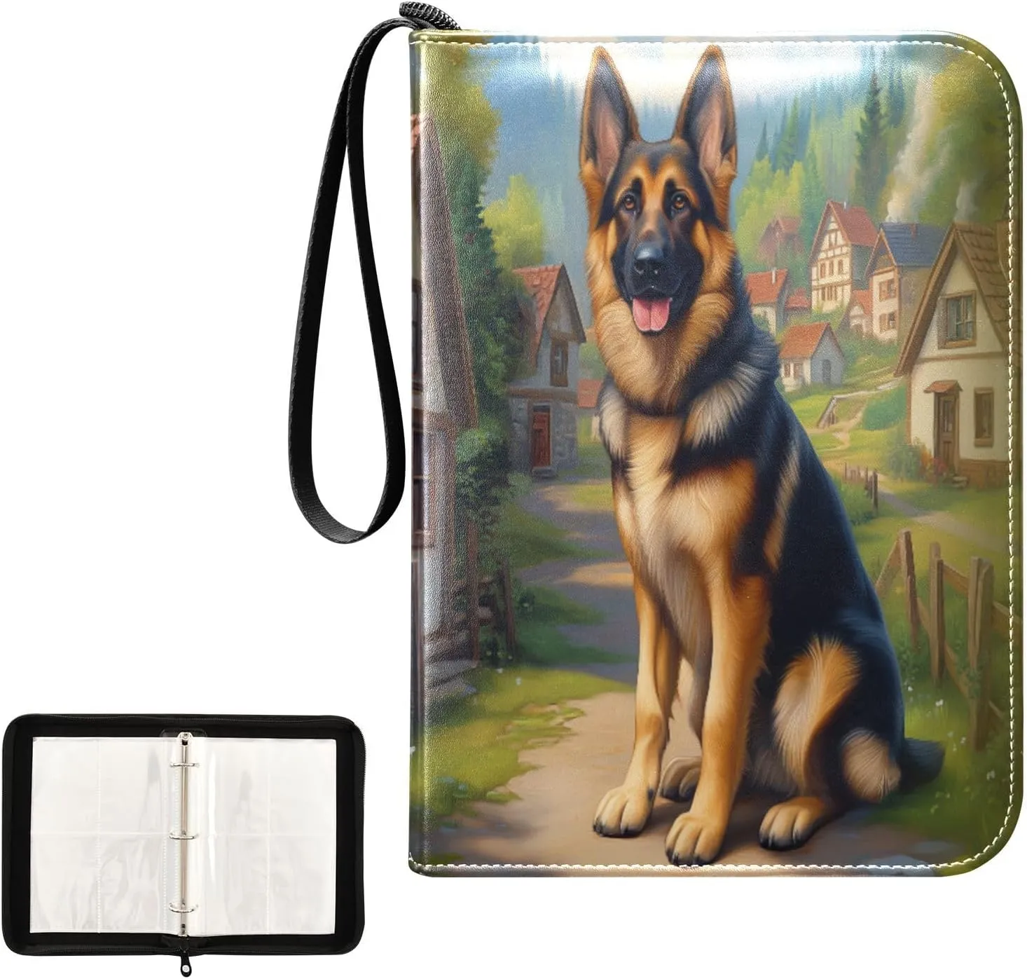 Hound Dog Painting Card Binder 4 Pocket, Trading Card Holder Fits 400 Game Cards with 50 Removable Sleeves, MTG Card Case Standard Size