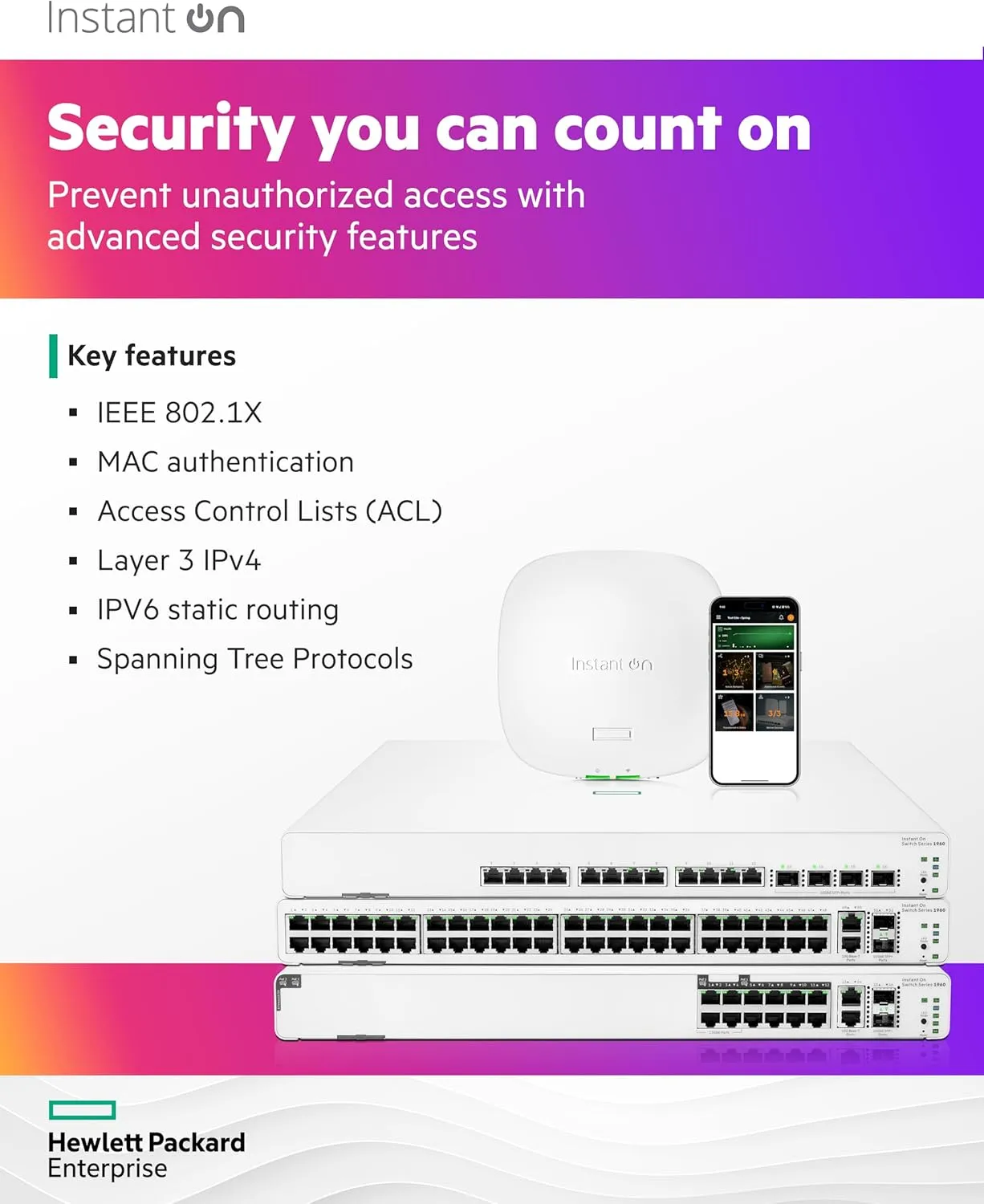 HPE Networking Instant On Switch Series 1960 24-Port Gb Smart-Managed Layer 2  Ethernet Switch with PoE | 24x 1G | 2X 10GBase-T, 2X SFP  | 20x CL4, 4X CL6 PoE 370W | Stackable | US Cord (JL807A#ABA)