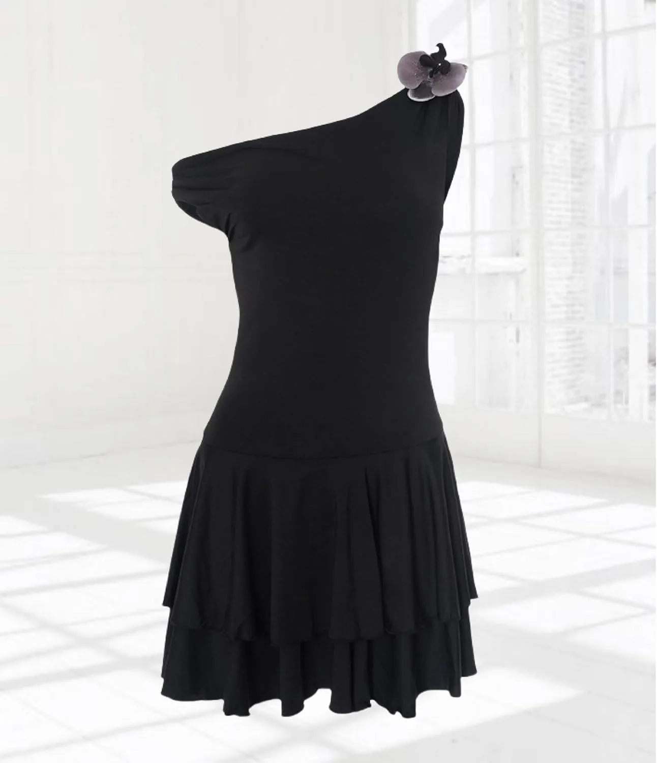 Hupplle Womens Off Shoulder Mini Dress Flowy A-Line Ruffle Hem Casual Going Out Cocktail Party Graducation Summer Short Dress