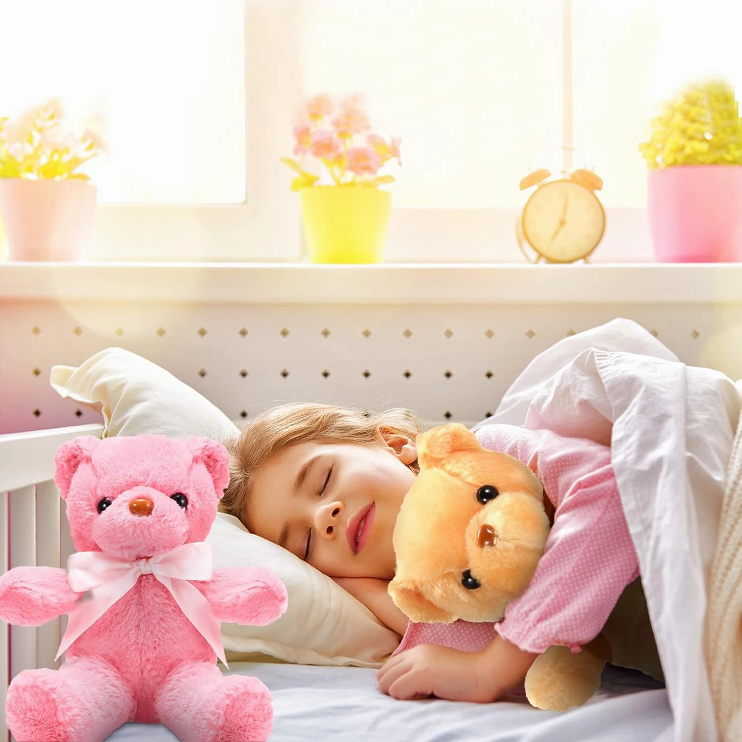 HyDren 12 Pcs 12 Inch Bear Stuffed Animal Bulk Soft Plush Bears Bulk with Ribbon Bow for Birthday Baby Shower Graduation Wedding Party Favor (Multicolor)