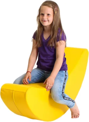 IGLU Soft Play Rocker Banana Shape Large Rocking Horse Hobby Toy for Kids Age 1-7 Montessori Open Ended Play (Yellow)