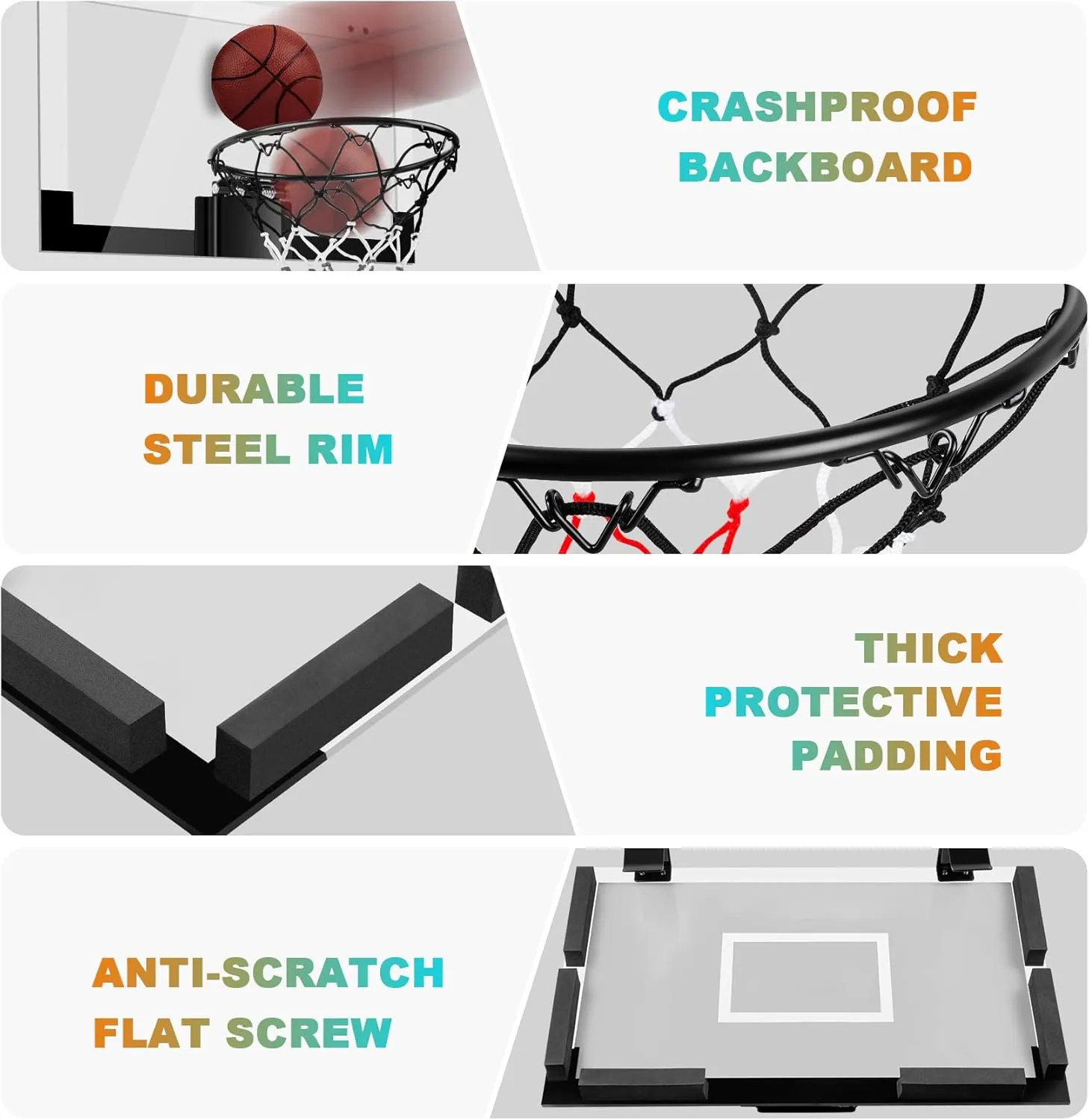 Indoor Basketball Hoop Boys Gifts for Teens and Adults Door Room Basketball Hoop Mini Hoop with Electronic Scoreboard, 3 Balls and Batteries Basketball Toys for 8 9 10 11 12