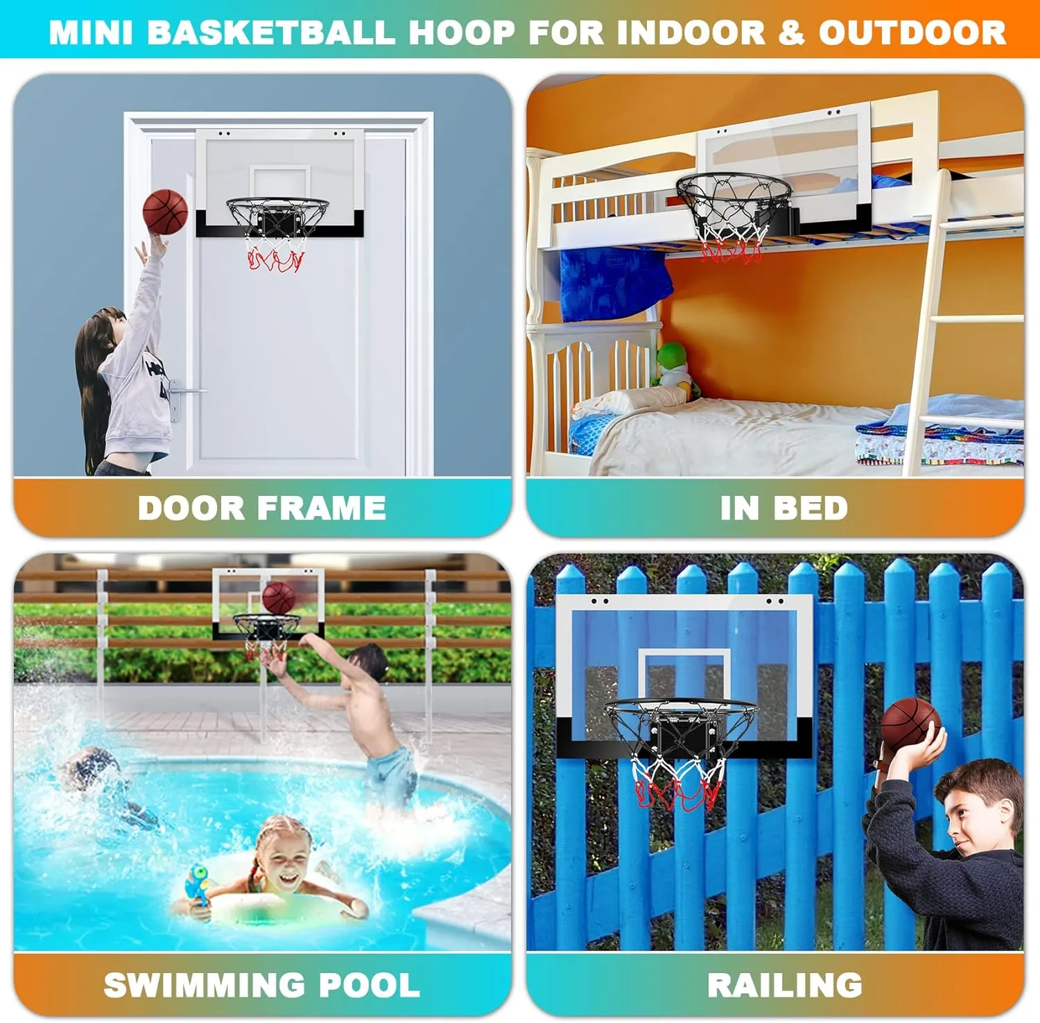 Indoor Basketball Hoop Boys Gifts for Teens and Adults Door Room Basketball Hoop Mini Hoop with Electronic Scoreboard, 3 Balls and Batteries Basketball Toys for 8 9 10 11 12
