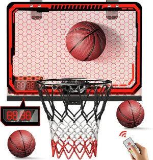 Indoor Basketball Hoop for Kids 3-10,Mini Basketball Hoop with Remote RGB and LED Light Scoreboard,Boys Toys Age 5-7 Years Old,Birthday Gift Idea for Boys Ages 3 4 5 6 7 8 9 10