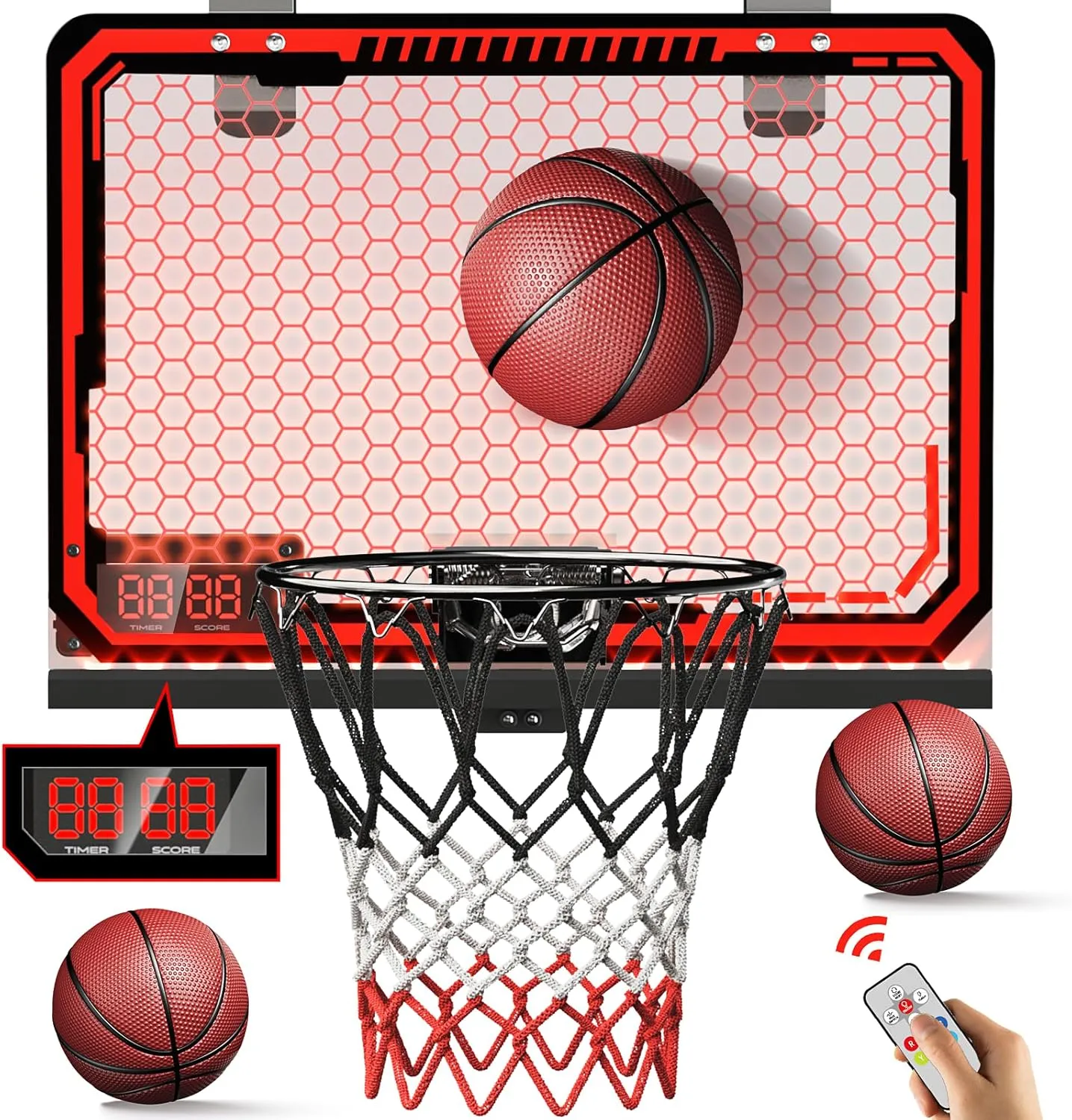 Indoor Basketball Hoop for Kids 3-10,Mini Basketball Hoop with Remote RGB and LED Light Scoreboard,Boys Toys Age 5-7 Years Old,Birthday Gift Idea for Boys Ages 3 4 5 6 7 8 9 10