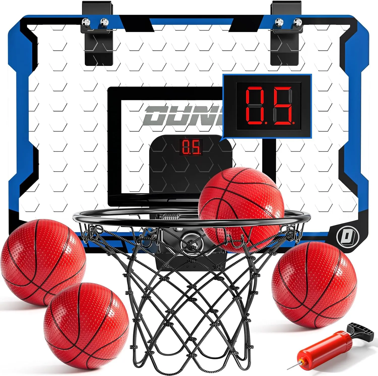 Indoor Basketball Hoop for Kids, Over The Door Mini Basketball Hoops, Mini Hoop with Scoreboard & 4 Balls, Kids Basketball Hoop Sport Toys Gifts for 5 6 7 8 9 10 11 12  Year Old Boys