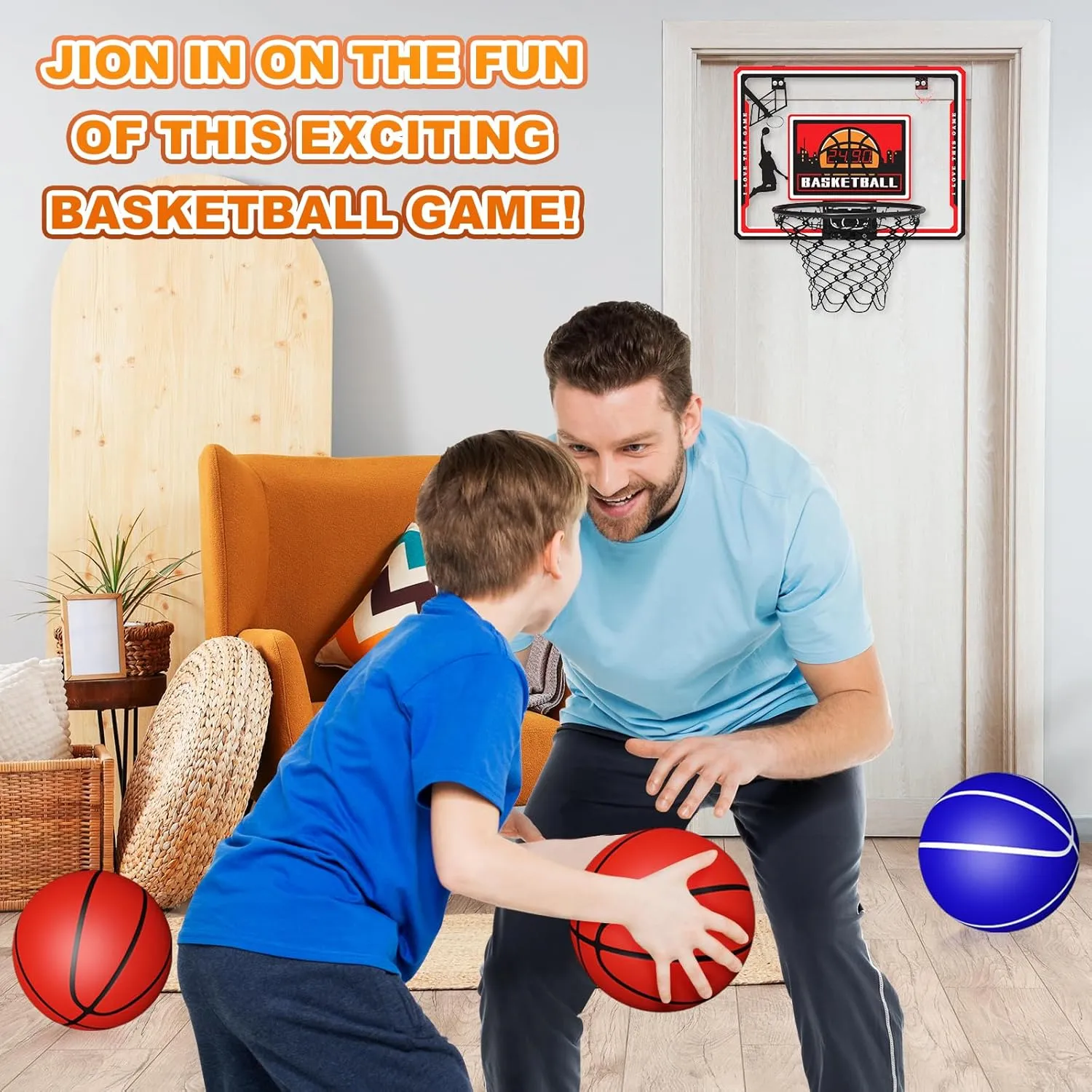Indoor Basketball Hoop, Mini Basketball Hoop with LED Lights, Timer and Scoreboard, Indoor Basketball Hoop for Kids 8-12, for Boys and Girls