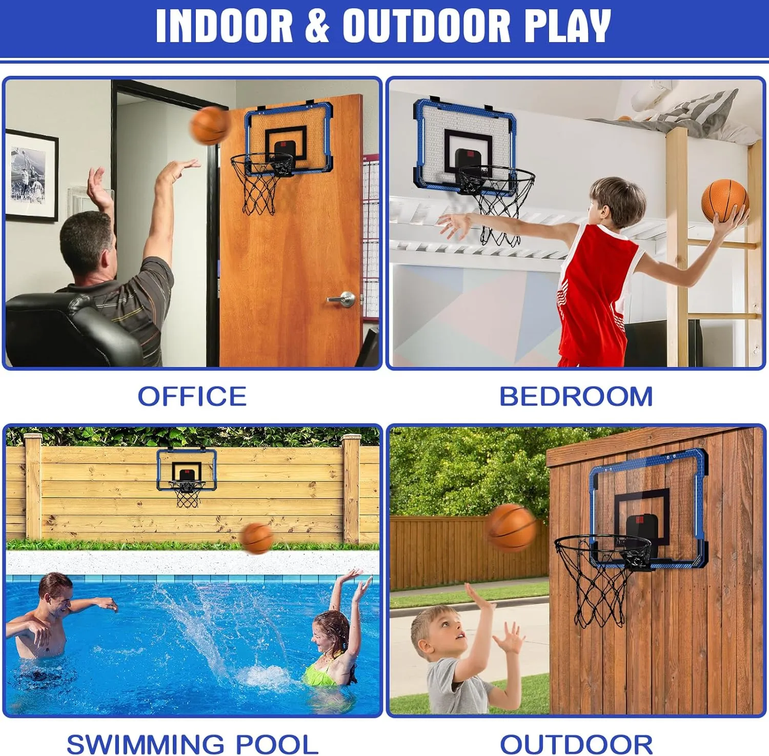Indoor Mini Basketball Hoop for Kids and Adults - Over The Door Basketball Hoop with Balls, Mini Hoop for Door Wall Office Bedroom, Basketball Toys for Boys Girls Teens
