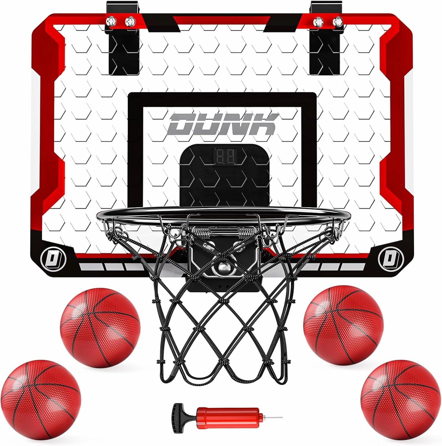 Indoor Basketball Hoop for Kids and Adults, Door Room Basketball Hoop,Mini Basketball Hoop with 4 Balls & Electronic Scoreboard, Basketball Game Toys for 5 6 7 8 9 10 11 12 Year Old Boys Teen Kids