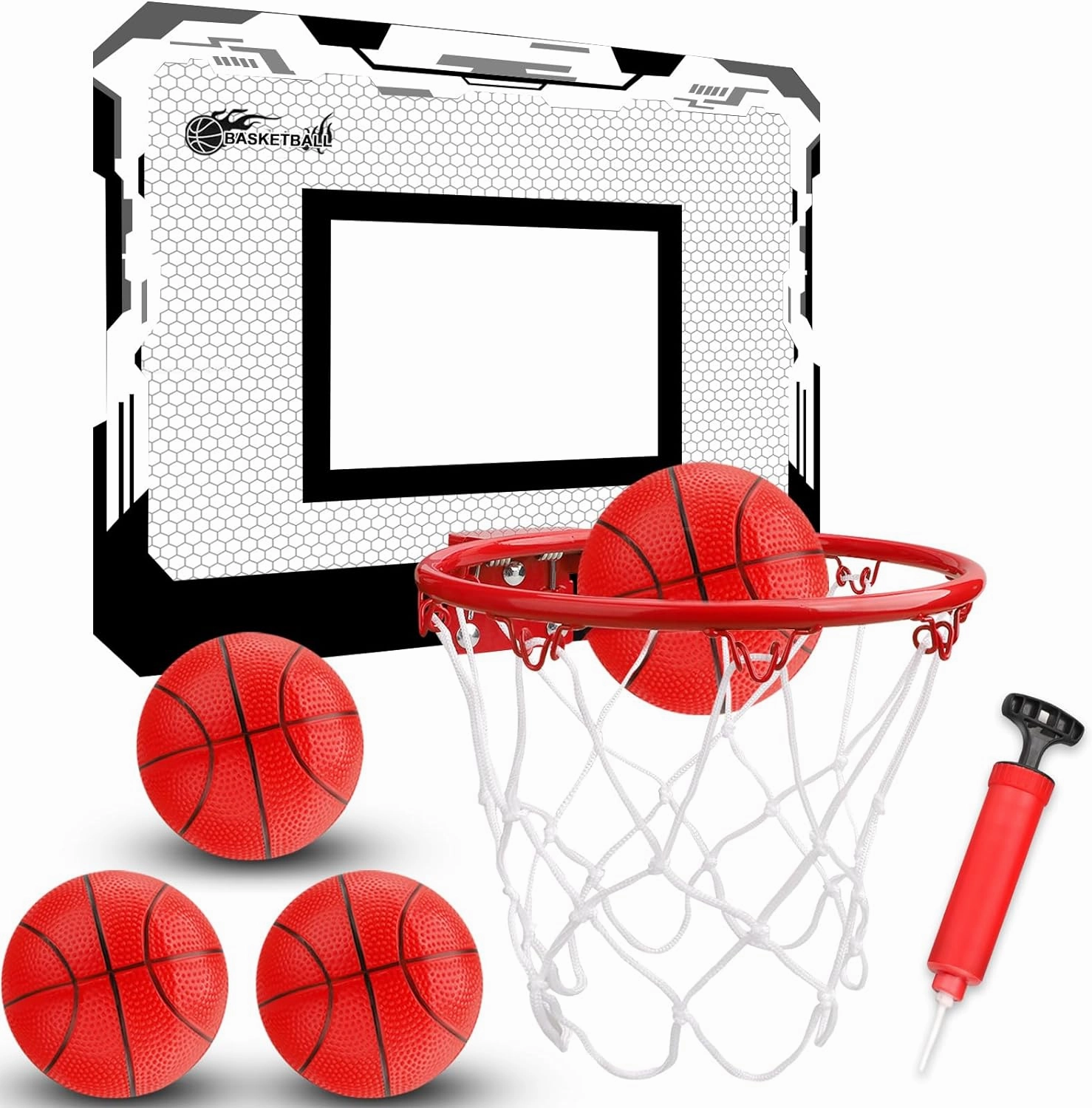 Indoor Basketball Hoop Set for Kids Adults, Pro Mini Basketball Hoop for Door Wall, Room Basketball Hoop Over The Door Outdoor Basketball Hoop with 4 Balls Toy Gift for Boy Girl