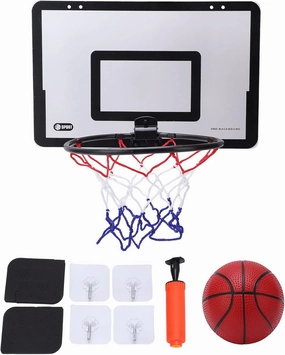 Indoor Mini Basketball Hoop Set for Door & Wall with Complete , Indoor Basketball Hoop for Kids , Hanging Door Mounted Basketball Hoop Set with Balls Gifts for Boys , Small Basketball Hoop Set Baske