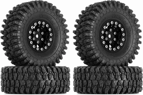 INJORA 1.0 Beadlock Wheel S5 Super Soft Sticky Crawler Tires for TRX4M Axial AX24 SCX24 FCX24 Enduro24 Upgrade, 57 * 22mm(Black)