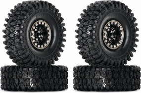 INJORA 1.0 Brass Beadlock Tires Set 4PCS Tires for 1/18 TRX4M 1/24 RC Crawler Car Axial SCX24 FMS FCX24 Gladiator Bronco C10 JLU Deadbolt B17 Upgrade (W1005-T1011)