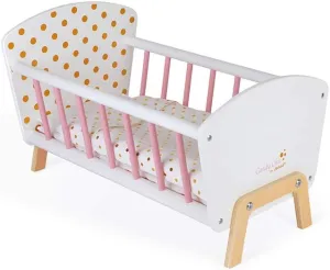 Janod Candy Chic Doll's Bed - Wooden Baby Doll Cradle - Ages 3  Years J05889