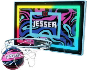 Jesser Hoop Over The Door Mini Basketball Hoop – 2 Gameplay Modes: Shot Clock or Score Keeping, 5" Exclusive Ball, Electric LED Scoring, Net, Air Pump - Indoor Sports Fun for Kids 6 