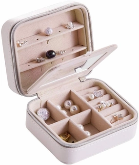 Jewellery Box Jewelry Storage Box Small Portable Jewelry Storage Case for Necklaces Bracelets Earrings Rings 2 Colors for Jewellery Storage (White,11x9x5.5cm) (White 11x9x5.5cm)