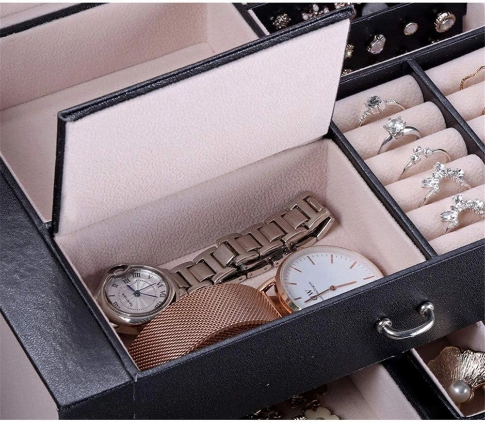 Jewelry Boxes Jewelry Box Display Storage Box Necklace Ring Storage Organizer Large Jewel Cabinet Gift Case (Black)