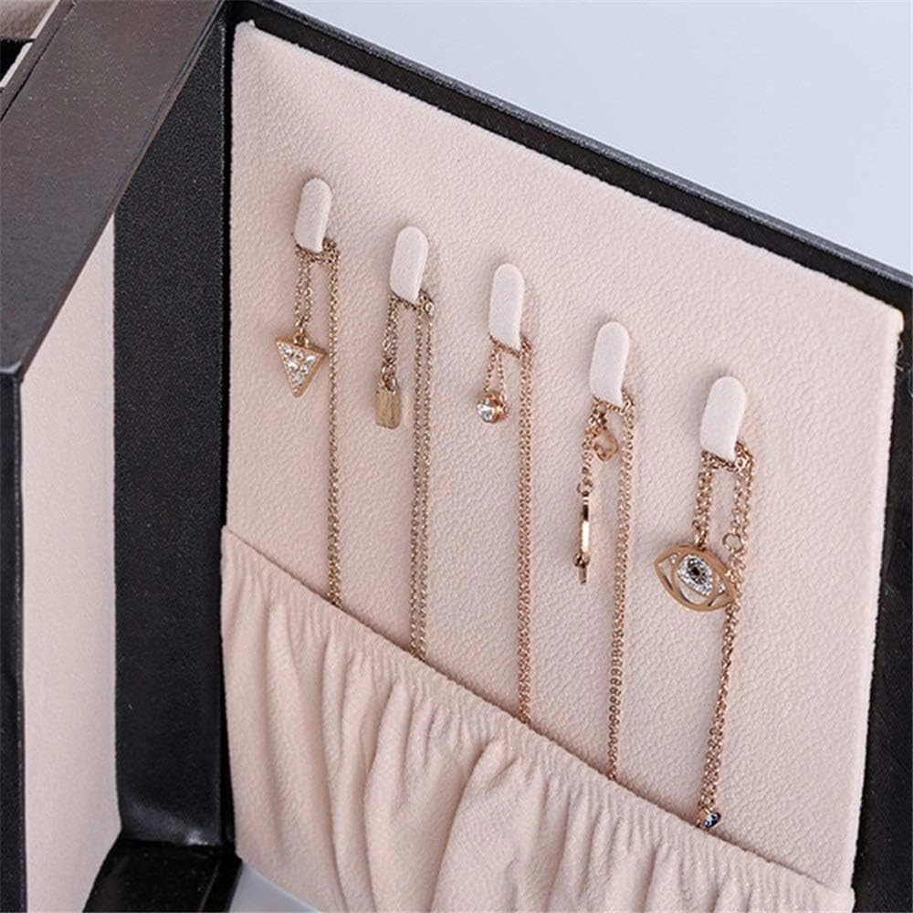 Jewelry Boxes Jewelry Box Display Storage Box Necklace Ring Storage Organizer Large Jewel Cabinet Gift Case (Black)