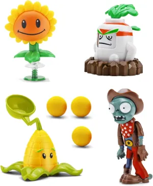 JHESAO 4 PCS Plants and Zombies Toys Action Figures Zombies PVZ Toys Sets 1 2 Series Great Gifts for Kids and Fans, Birthday and Christmas Party New