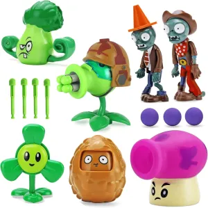 JHESAO 7 PCS Plants and Zombies Toys Action Figures PVZ Toys Set 1 2 Series Great Gifts for Kids and Fans,Birthday and Christmas Party