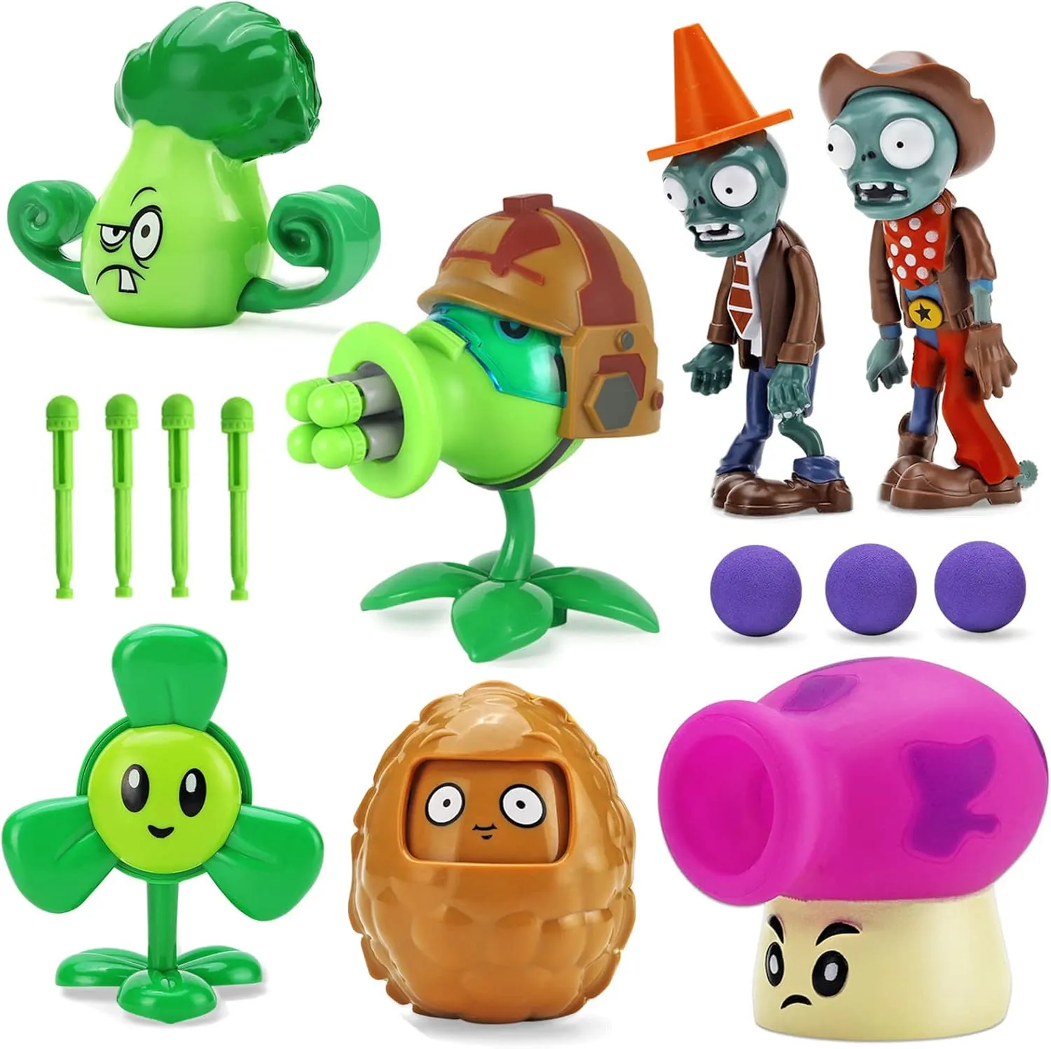 JHESAO 7 PCS Plants and Zombies Toys Action Figures PVZ Toys Set 1 2 Series Great Gifts for Kids and Fans,Birthday and Christmas Party