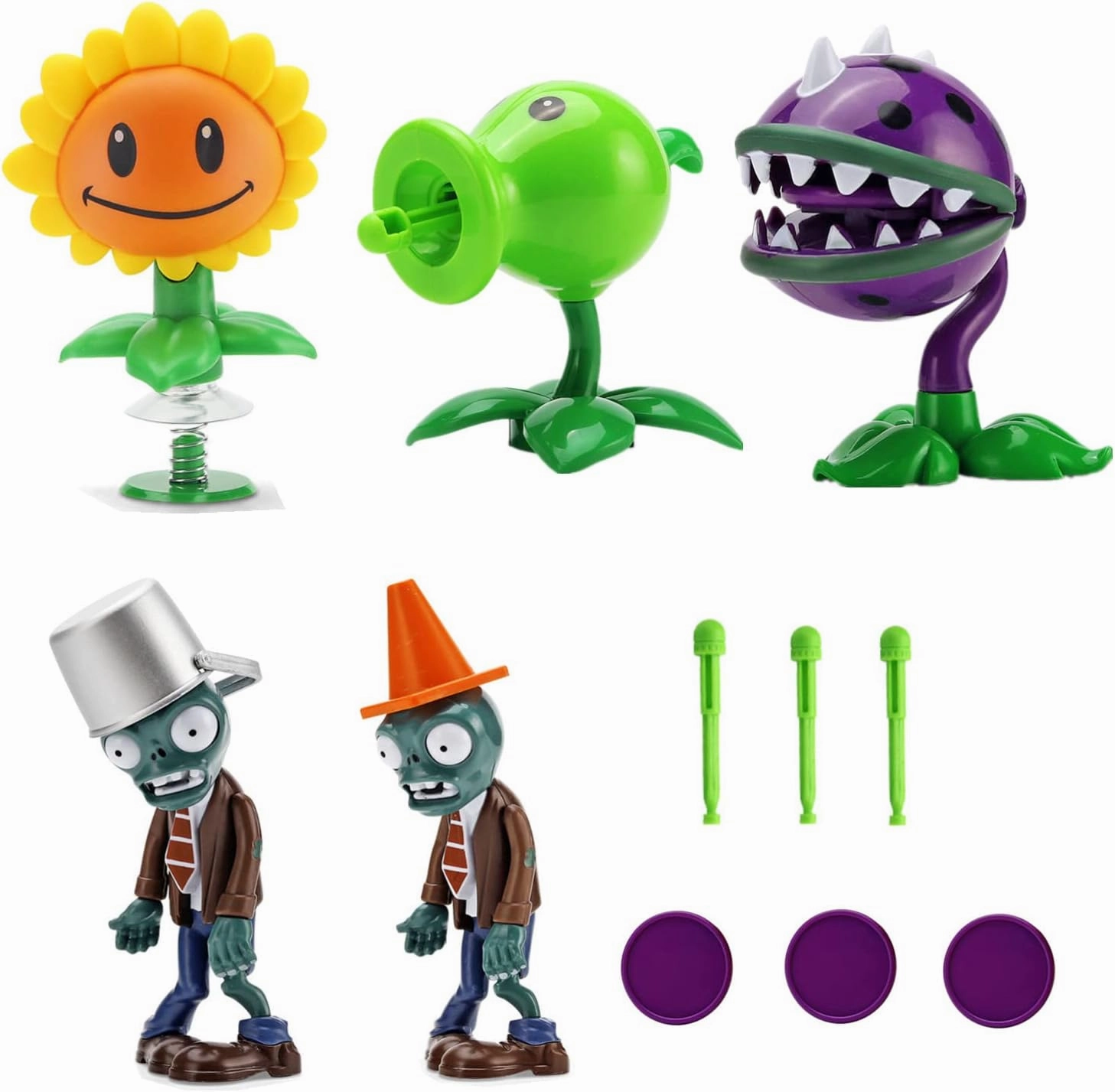 JHESAO 5 PCS Plants and Zombies Toys Action Figures Zombies PVZ Toys Set 1 2 Series Great Gifts for Kids and Fans, Birthday and Christmas Party New