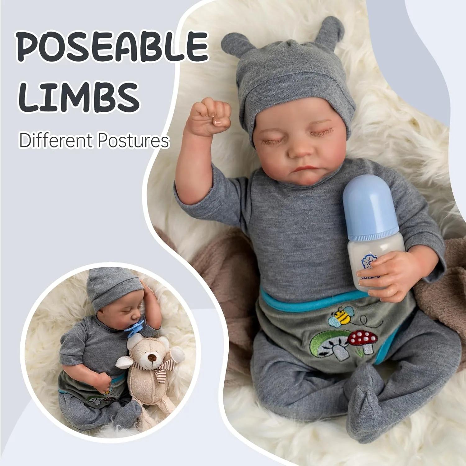 Jirachi Lifelike Reborn Baby Dolls Boy,18 Inch Soft Cloth Body Realistic Reborn Dolls That Look Real Adorable Sleeping Newborn Baby Dolls with Accessories for Kids Age 3 