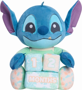 Just Play Disney Baby My First Year Stitch and Milestone Blocks, 10.5-inch Plush Toy, 4-Pieces, Kids Toys for Ages 0