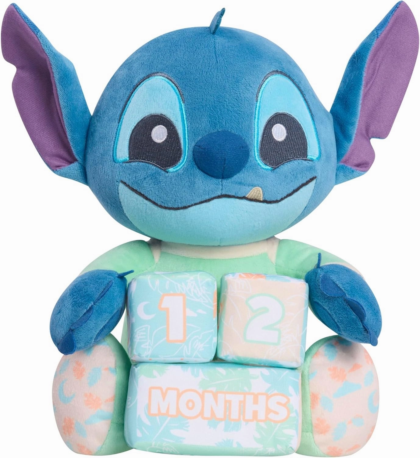 Just Play Disney Baby My First Year Stitch and Milestone Blocks, 10.5-inch Plush Toy, 4-Pieces, Kids Toys for Ages 0