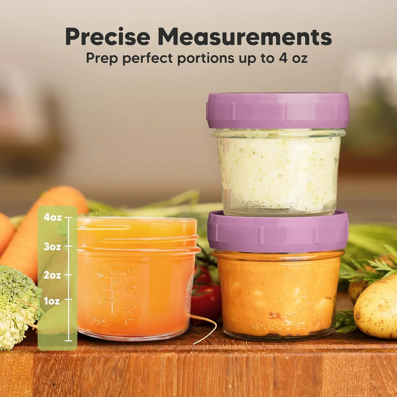 KeaBabies 12pk 4oz Glass Baby Food Containers with Lids - Leak-Proof, Microwavable Small Glass Jars, Baby Purees & Toddler Snack Storage Containers, BPA-Free, Dishwasher & Freezer Safe (Sunset)