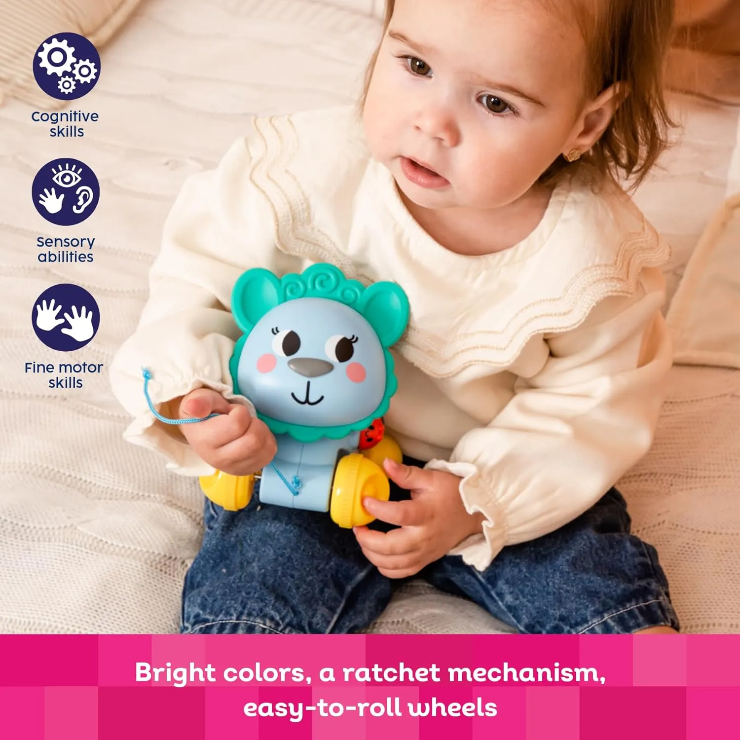 Kids Hits Educational Toddler Push and Pull Toy (Llama)