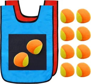 Kids Sticky Ball Vest Set, 16.9x11.8 Inches 2 Sticky Dodgeball Vest with 10pcs Throwing Balls, Parent-Child Interactive Toy for Indoor and Outdoor Playing