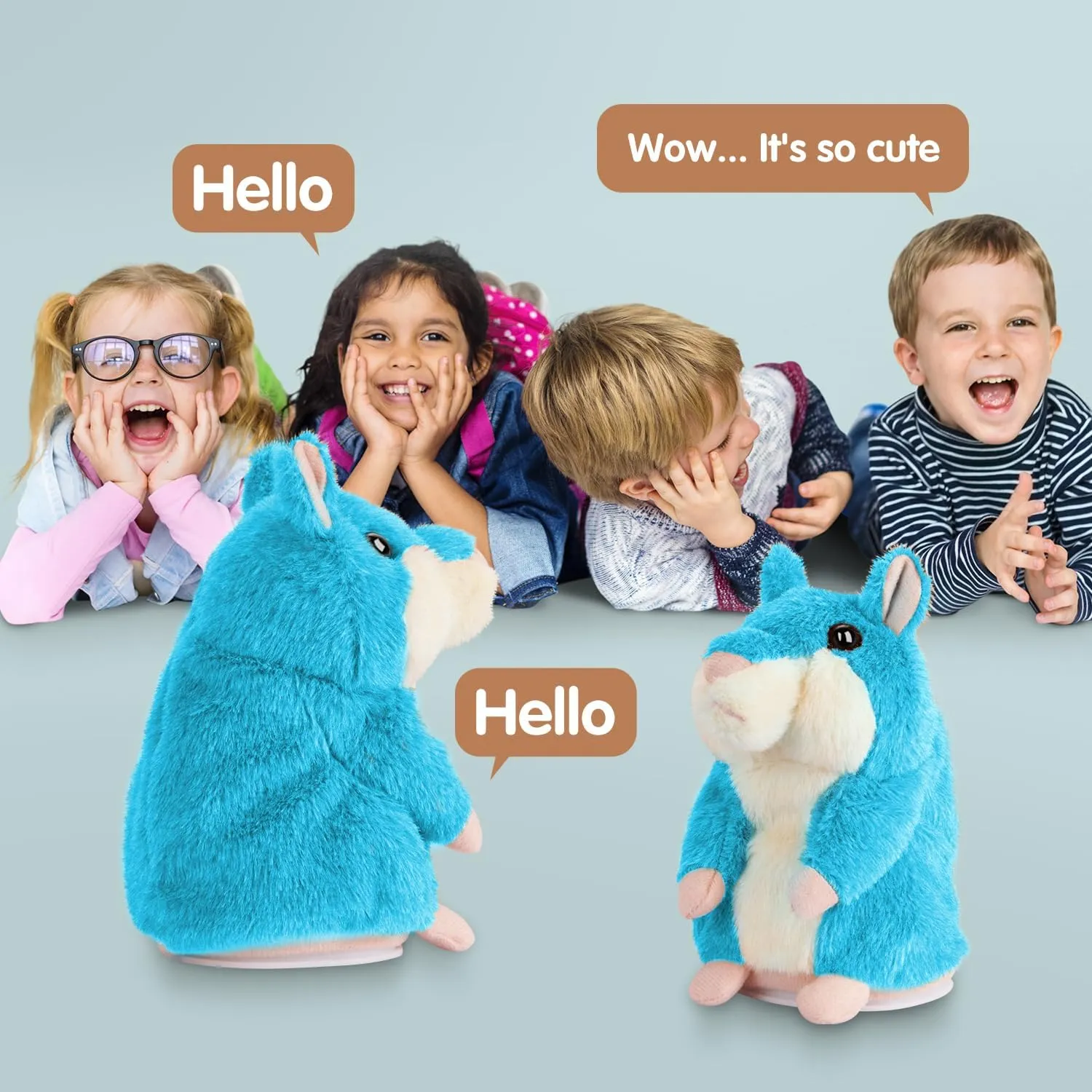 Kids Toddler Toys for Ages 2-4, Talking Hamster Repeats What You Say, Interactive Plush Repeating Toy for 2 3 4 5 6 8 Year Old Boy Girl Birthday Gift (Blue)