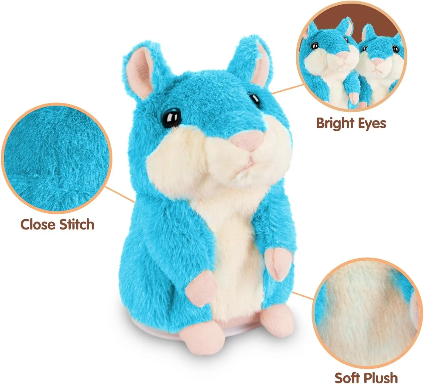 Kids Toddler Toys for Ages 2-4, Talking Hamster Repeats What You Say, Interactive Plush Repeating Toy for 2 3 4 5 6 8 Year Old Boy Girl Birthday Gift (Blue)