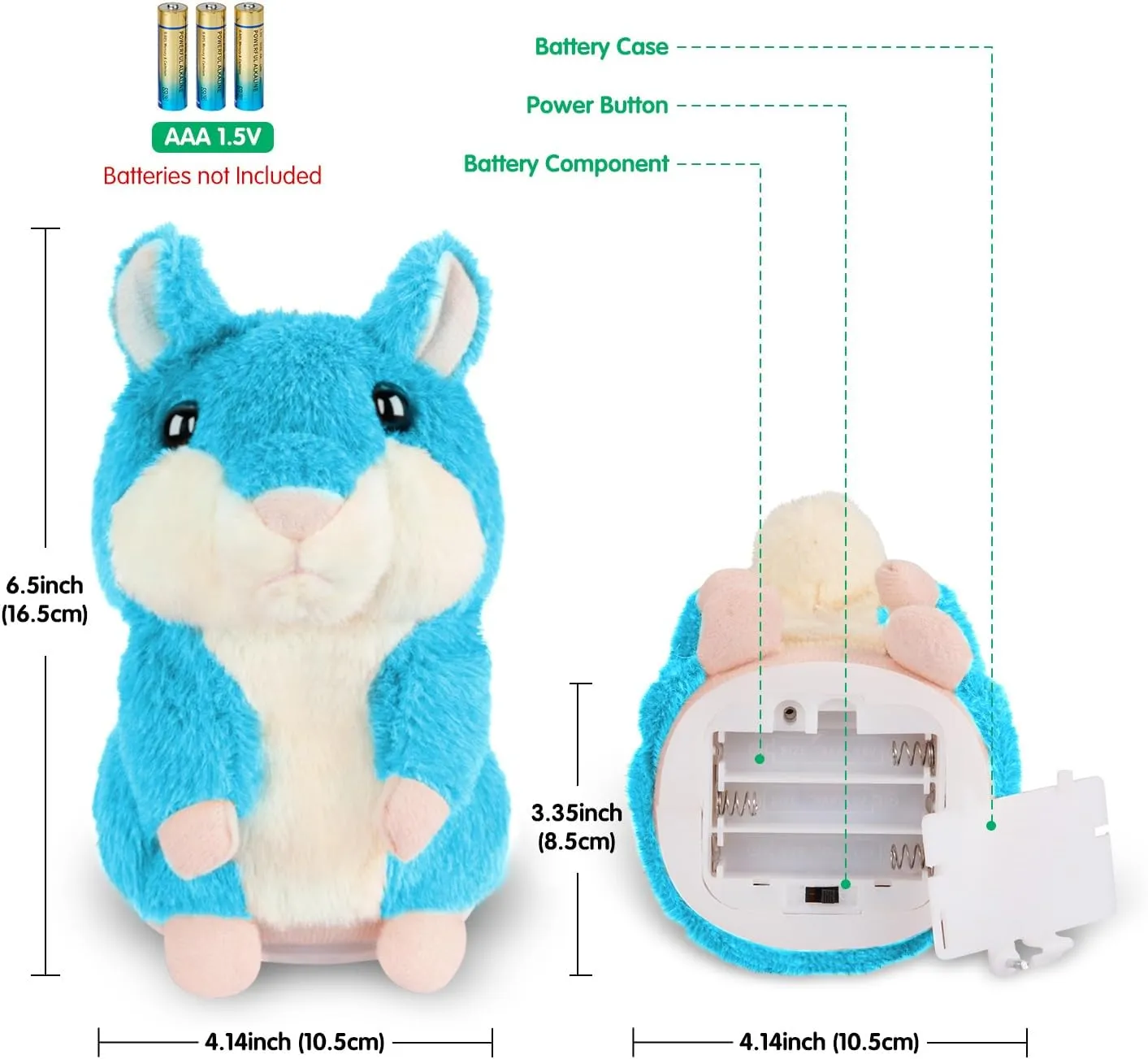Kids Toddler Toys for Ages 2-4, Talking Hamster Repeats What You Say, Interactive Plush Repeating Toy for 2 3 4 5 6 8 Year Old Boy Girl Birthday Gift (Blue)