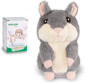 Kids Toddler Toys for Ages 2-4, Talking Hamster Repeats What You Say, Interactive Plush Repeating Toy for 2 3 4 5 6 8 Year Old Boy Girl Birthday Gift (Gray)