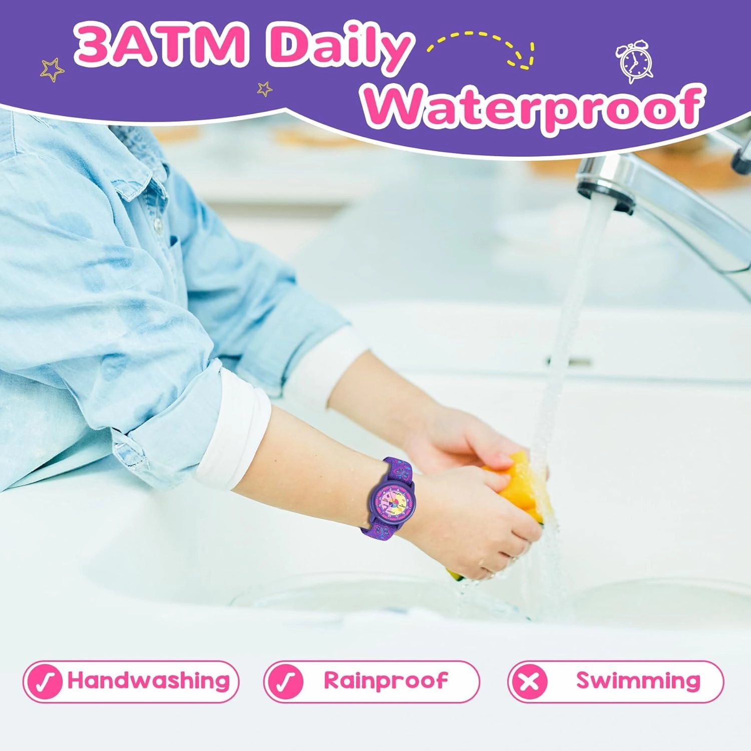 Kids Analog Watches for Girls Boys with Soft Elastic Fabric Strap, Learning Time Waterproof Watch for Ages 3-12 Kids, Gift for Toddler Children