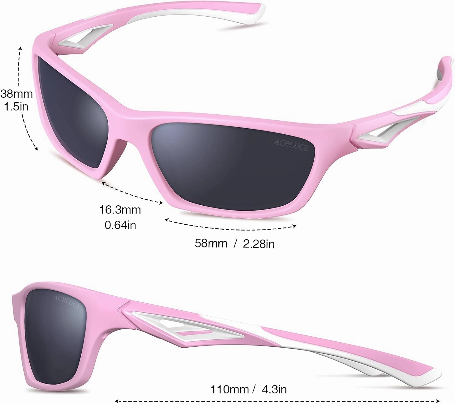 Kids Sunglasses TPEE Unbreakable Polarized Sports Glasses with Adjustable Strap For Boys Girls Age 3-7