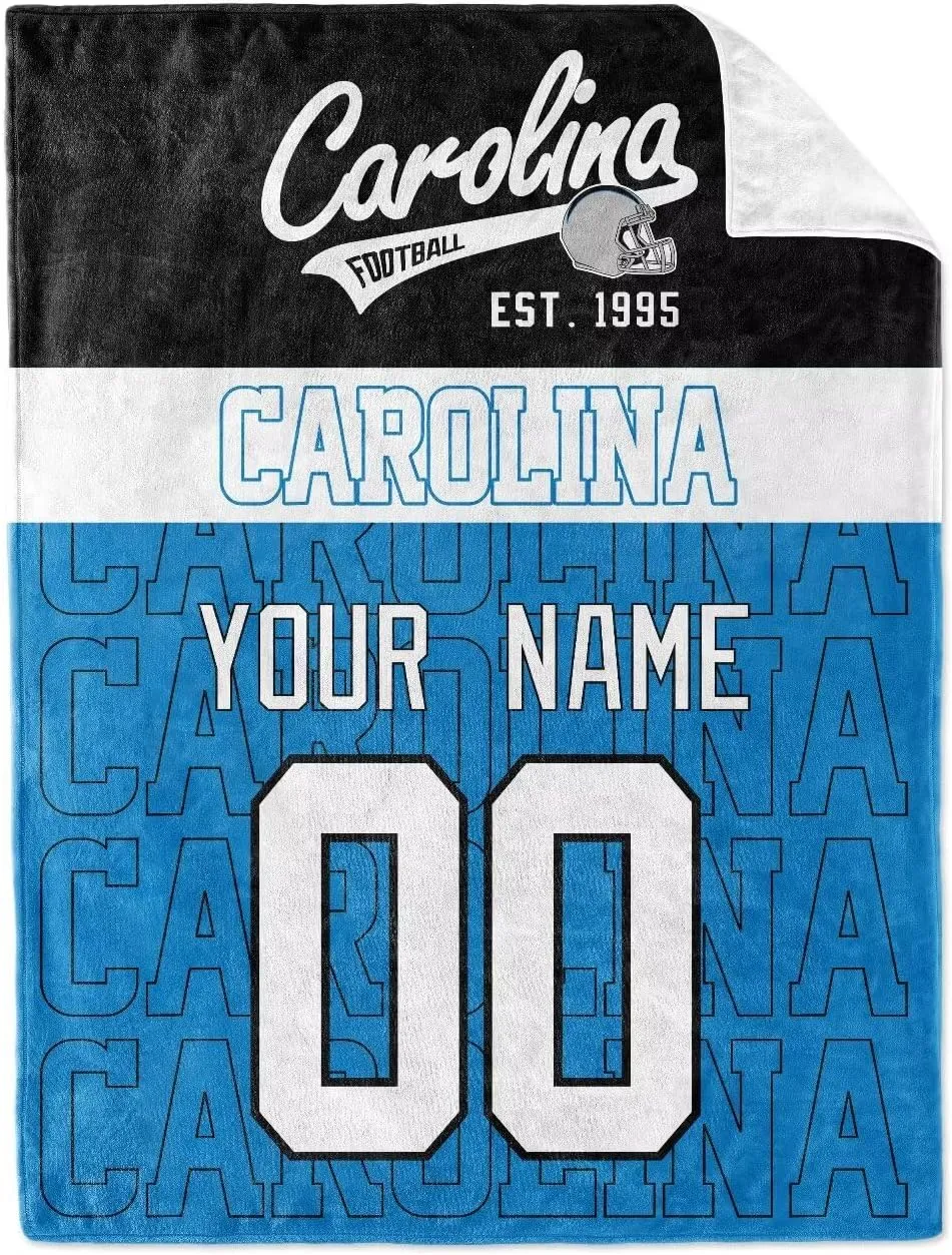 KREDE Carolina Throw Blanket Custom Name and Number Baby Blanket for Baby Boy Girl Gifts