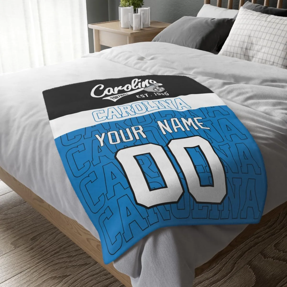 KREDE Carolina Throw Blanket Custom Name and Number Baby Blanket for Baby Boy Girl Gifts