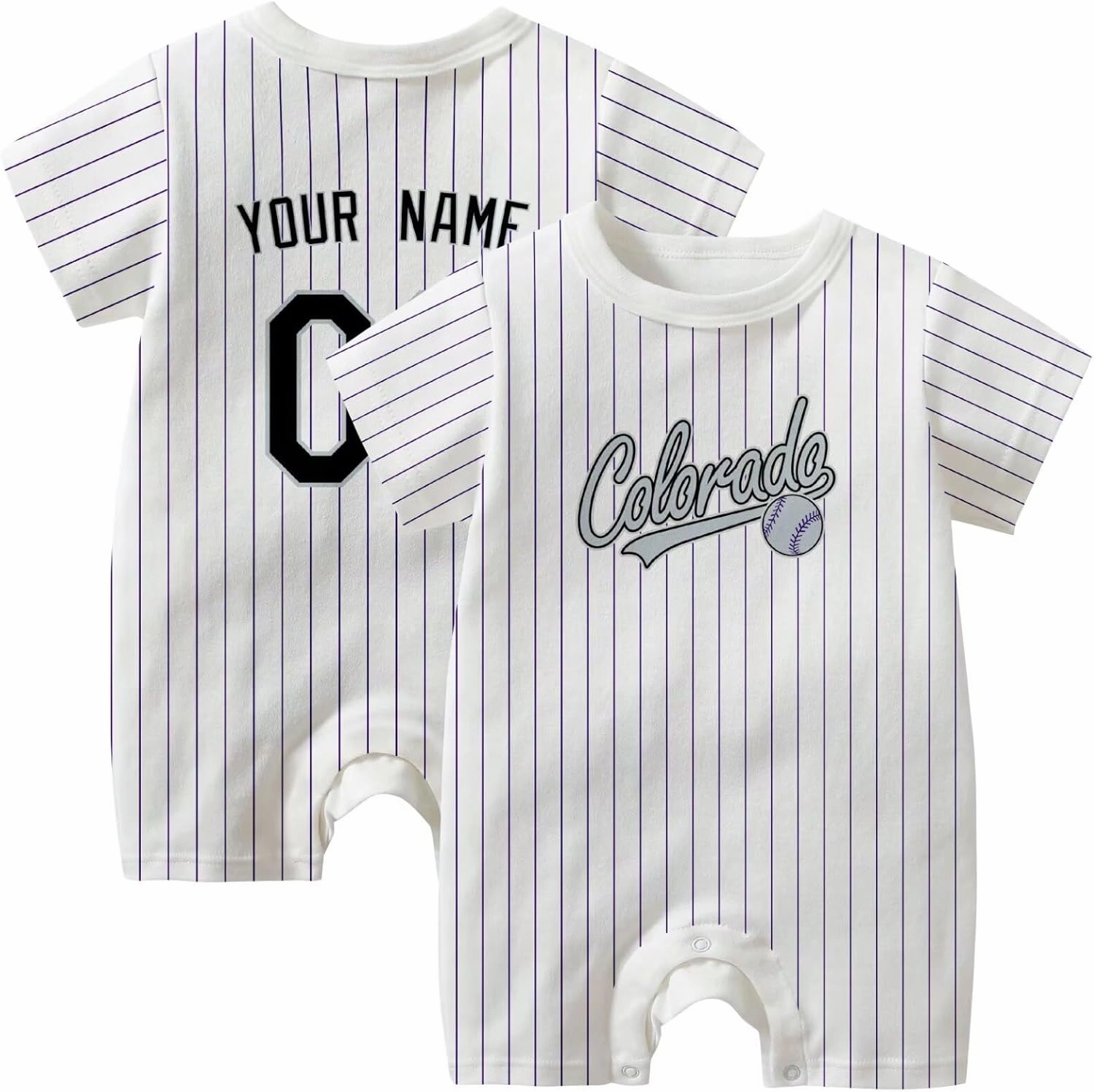 KREDE Baby Clothes Unisex White Bodysuit Rompers Custom Name Number for Baby Boys