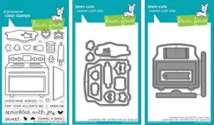 Lawn Fawn Sprinkled With Joy Clear Stamp & Die Set - Includes One Stamp (LF1214) & Two Dies (LF1215 & LF1271) - Bundle Of 3