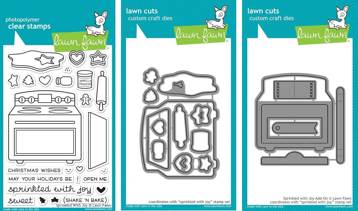 Lawn Fawn Sprinkled With Joy Clear Stamp & Die Set - Includes One Stamp (LF1214) & Two Dies (LF1215 & LF1271) - Bundle Of 3
